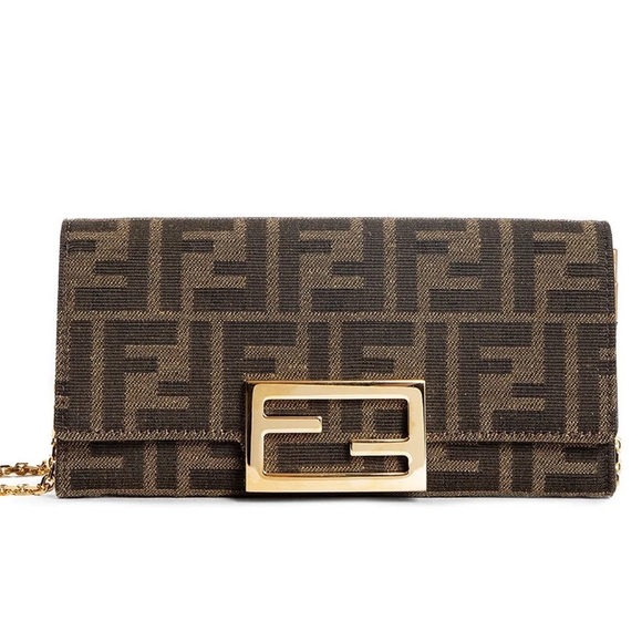 ‼️ONE LEFT! New Fendi FF Baguette Jacquard Wallet On Chain - Picture 1 of 4